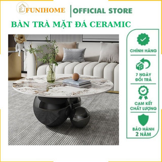 Bàn trà mặt đá ceramic cao cấp chân inox sáng bóng chịu lực tốt chống va đập thiết kế độc đáo