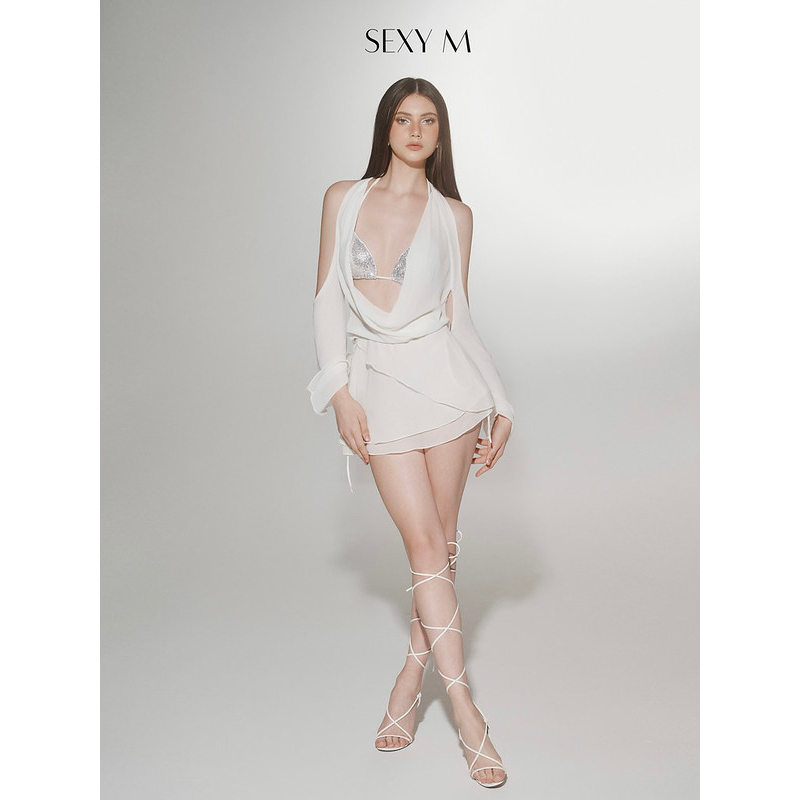 Váy Chiffon cổ đổ sâu 3 lớp VD08 SIKURA Sexy M