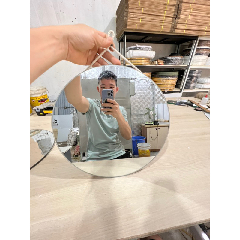 Gương treo tường tròn 40cm xinh xẻo ❌𝗛𝗮̀𝗻𝗴 𝗖𝗼́ 𝗦𝗮̆̃𝗻❌ , Gương dán tường tròn đường kính 50cm