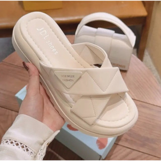Dép quai chéo hàng qc full hộp cao cấp form 1.5, dép quai ngang bánh mì nữ độn đế 4cm mã qc01