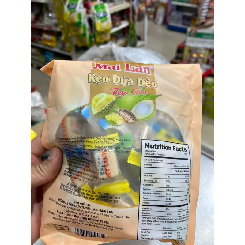 Kẹo Dừa Mai Lan Thập Cẩm, Sầu Riêng, Kẹo Béo, Sữa Dứa Gói 240g
