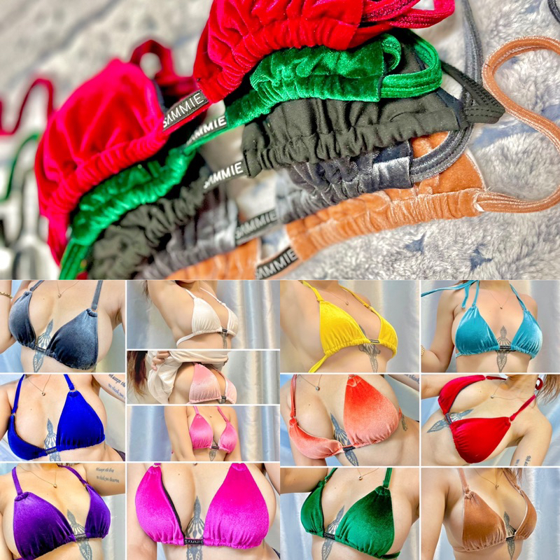 Áo bikini lẻ nhung đủ màu, dance, rave, sexy, velvet bikini