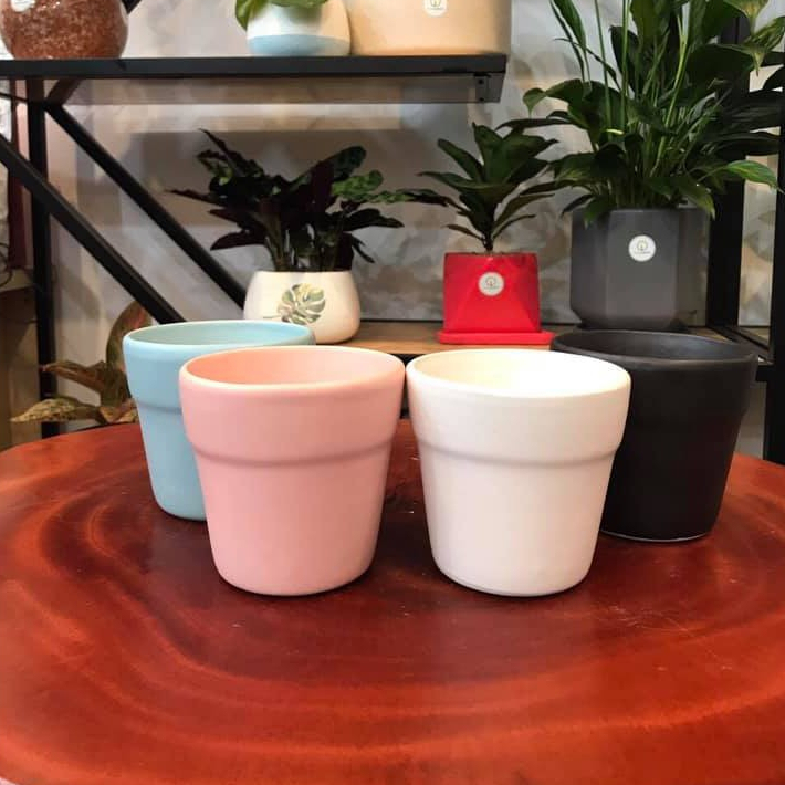 Chậu Vành Miệng Trang men Trồng cây để bàn, ban công, cây kiểng mini, sen đá, xương rồng  - Nhiều Màu - Nhập L