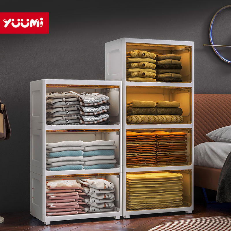YUUMI Nâng cấp mới làm dày công suất lớn tủ quần áo Tủ Nhựa đựng quần áo Nhựa PP An Toàn Chắc Chắn kệ bếp
