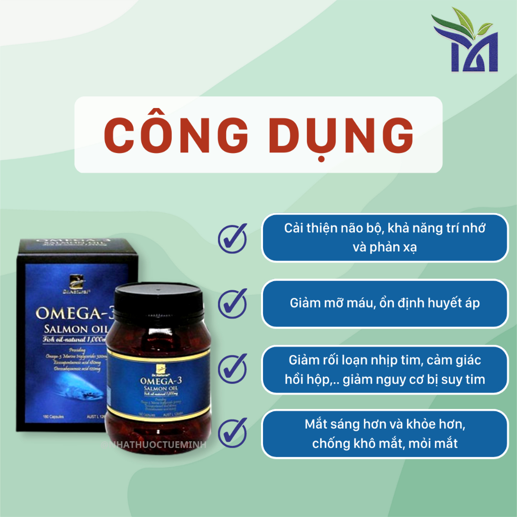 Viên Dầu Cá Hồi DR NATURAL OMEGA 3 SALMON OIL Tăng Cường Sức Khỏe Thị Lực, Não Bộ, Tim Mạch, Xương Khớp