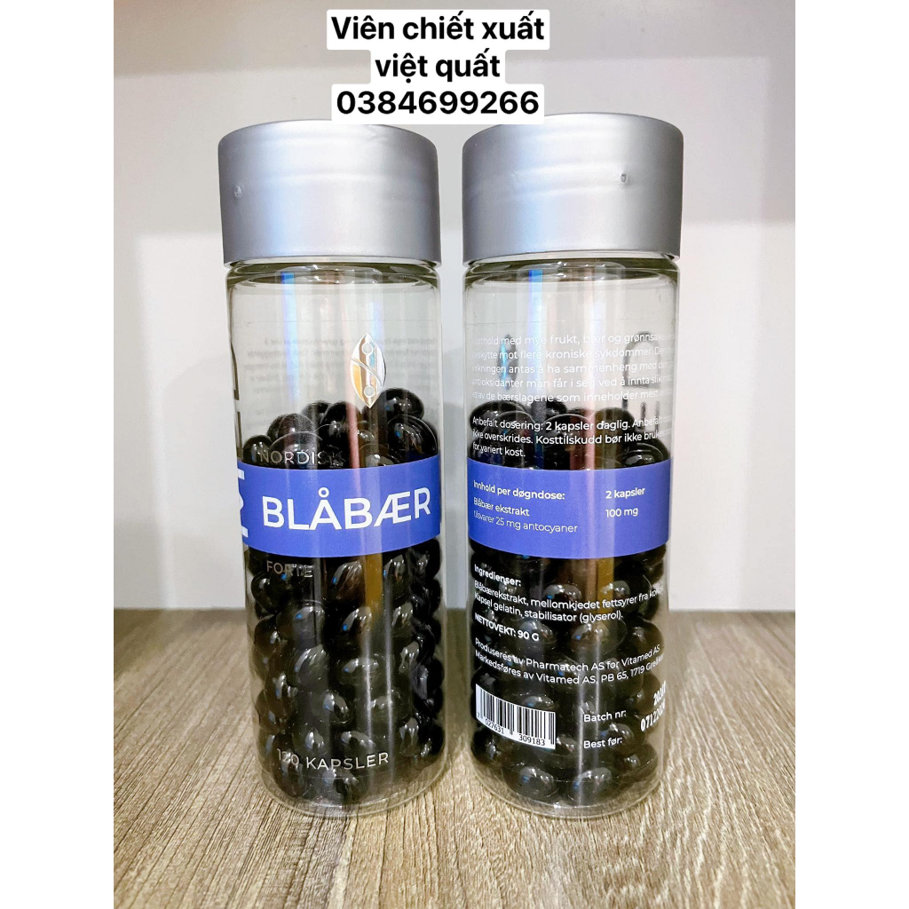 Viên nang Việt quất NORDISK BLABAER lọ 120 v ( Nội địa Nauy)
