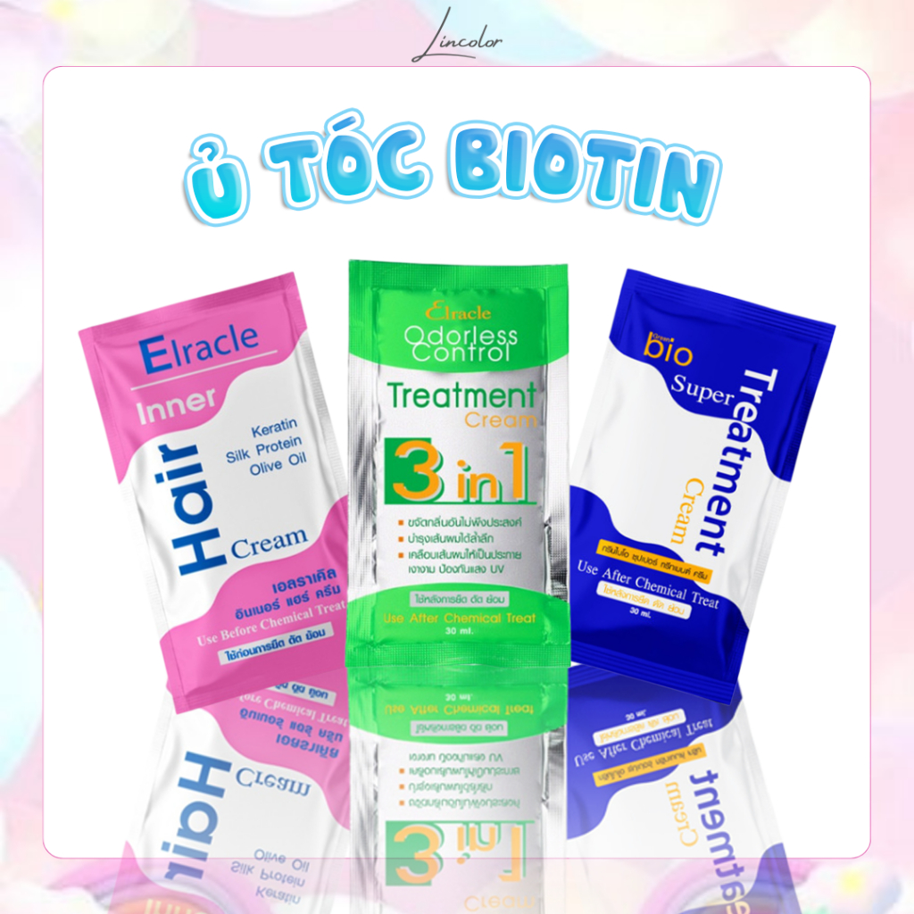 Ủ tóc BIOTIN Collagen Thái Lan, phục hồi tóc tại nhà siêu mềm mượt 30ml, LIN_COLOR