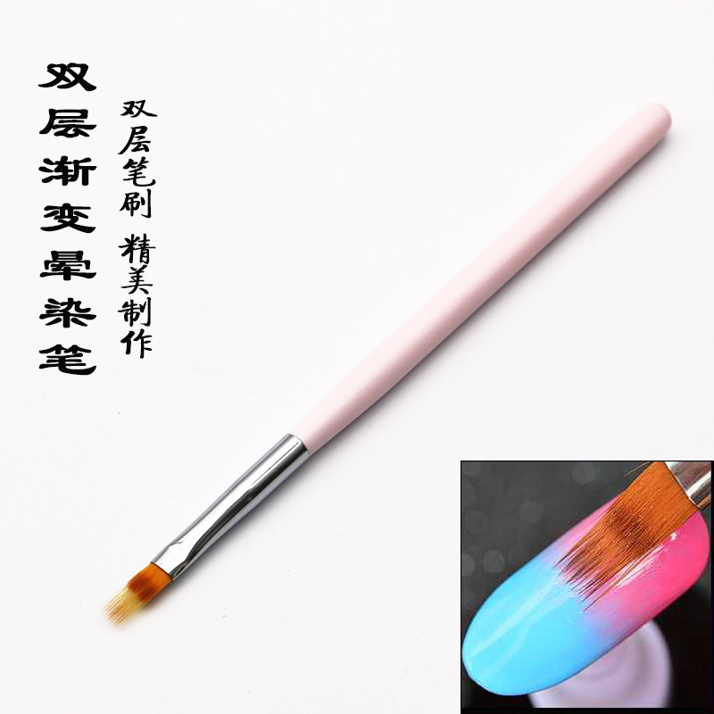 Cọ vẽ ombre, đầu dẹp, cán gỗ chuyên dùng làm nail