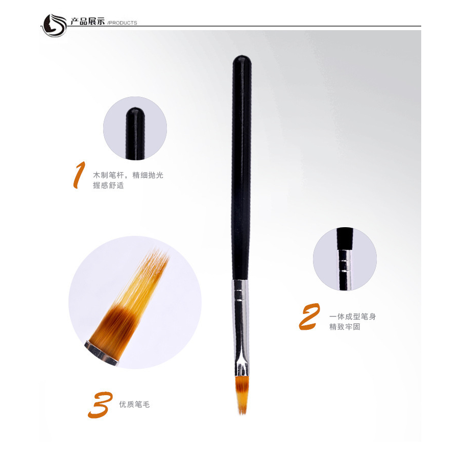 Cọ vẽ ombre, đầu dẹp, cán gỗ chuyên dùng làm nail