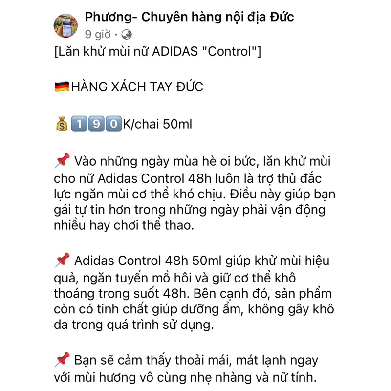 LĂN KHỬ MÙI NỮ ADIDAS