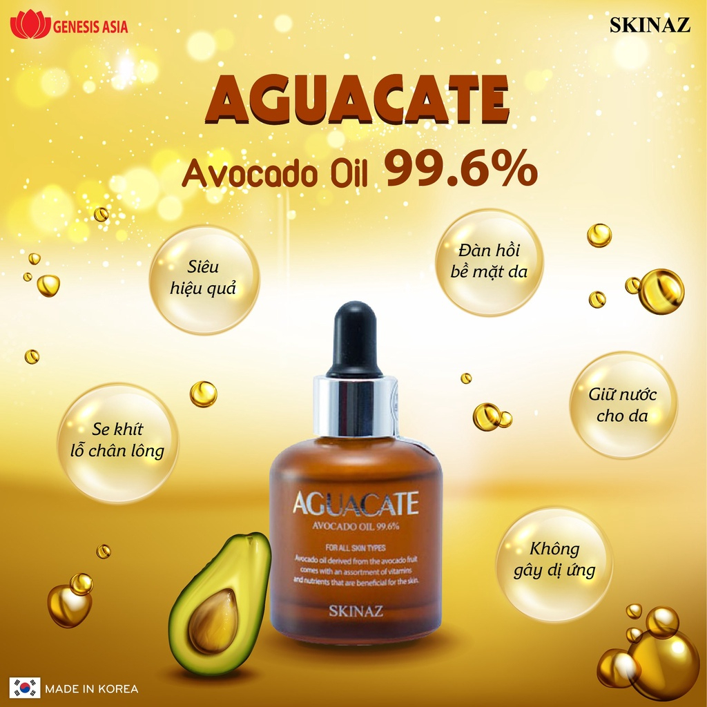 Tinh chất bơ Skinaz Hàn Quốc 30ml Chính Hãng - Aguacate Avocado Oil 99,6%