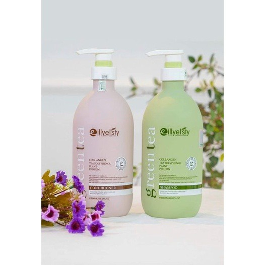 Dầu gội xả Eillyelsty Green Tea nuôi dưỡng tóc chắc khỏe, giảm xơ rối 800ml x2