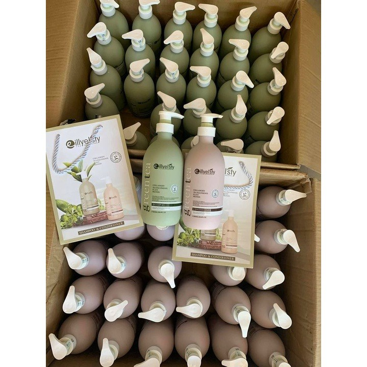 Dầu gội xả Eillyelsty Green Tea nuôi dưỡng tóc chắc khỏe, giảm xơ rối 800ml x2