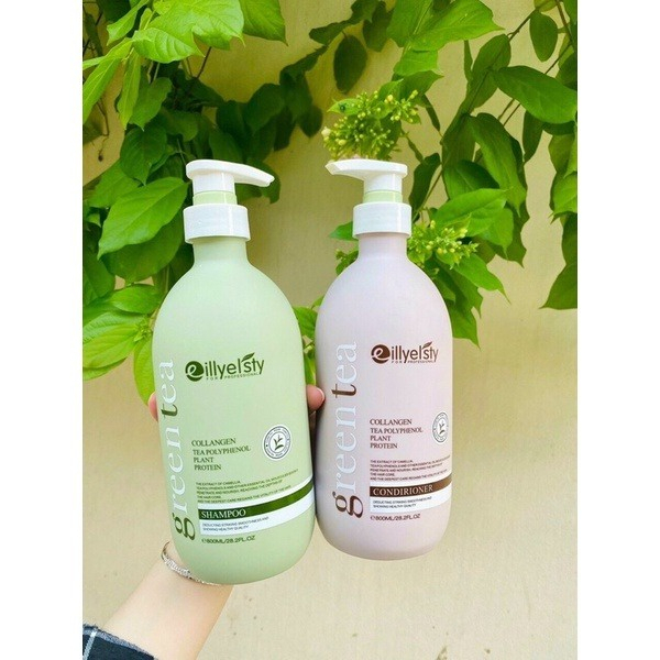 Dầu gội xả Eillyelsty Green Tea nuôi dưỡng tóc chắc khỏe, giảm xơ rối 800ml x2