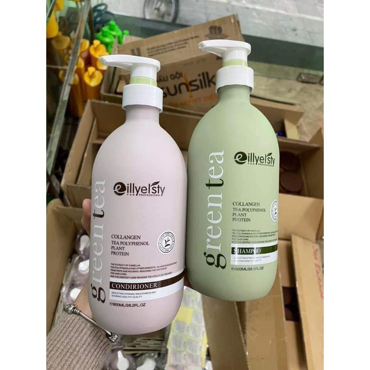 Dầu gội xả Eillyelsty Green Tea nuôi dưỡng tóc chắc khỏe, giảm xơ rối 800ml x2