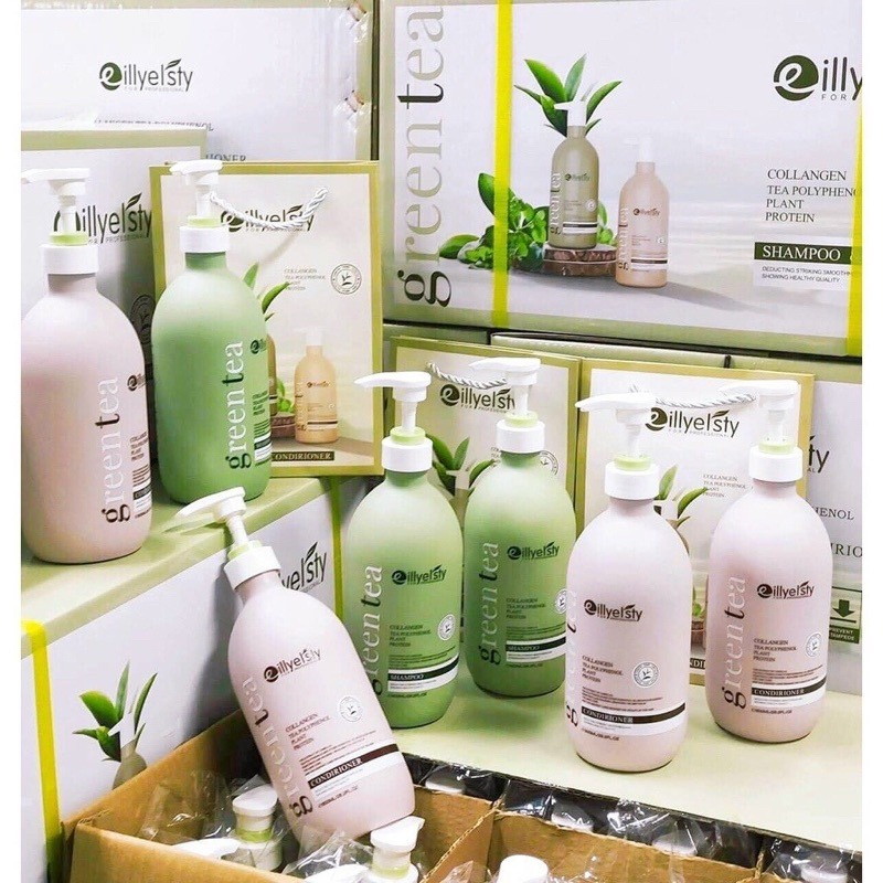 Dầu gội xả Eillyelsty Green Tea nuôi dưỡng tóc chắc khỏe, giảm xơ rối 800ml x2