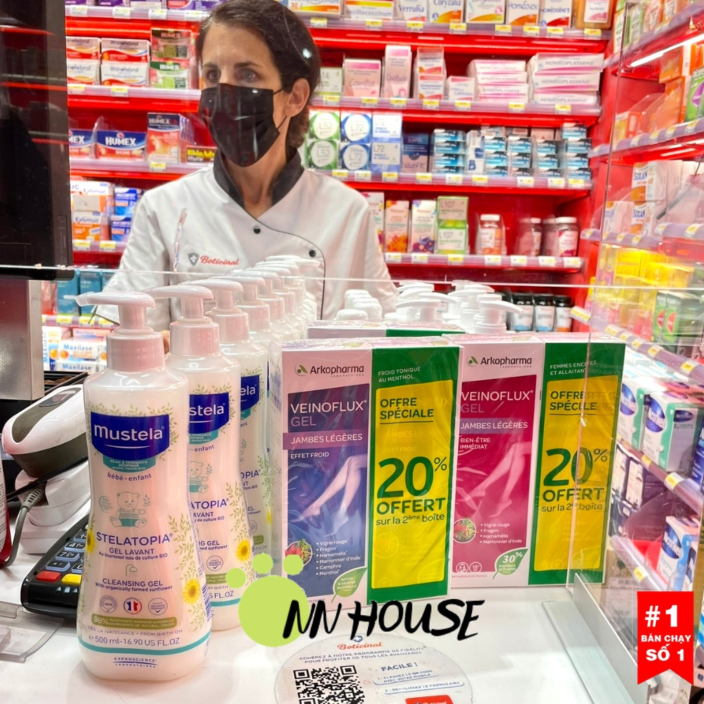 Sữa tắm cho bé sơ sinh Mustela Stelatopia 2in1 500ml dưỡng ẩm da khô, chàm sữa, dị ứng, gel tắm hữu cơ làm dịu da baby