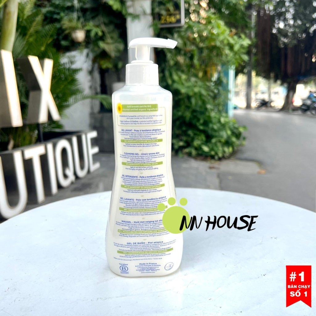 Sữa tắm cho bé sơ sinh Mustela Stelatopia 2in1 500ml dưỡng ẩm da khô, chàm sữa, dị ứng, gel tắm hữu cơ làm dịu da baby