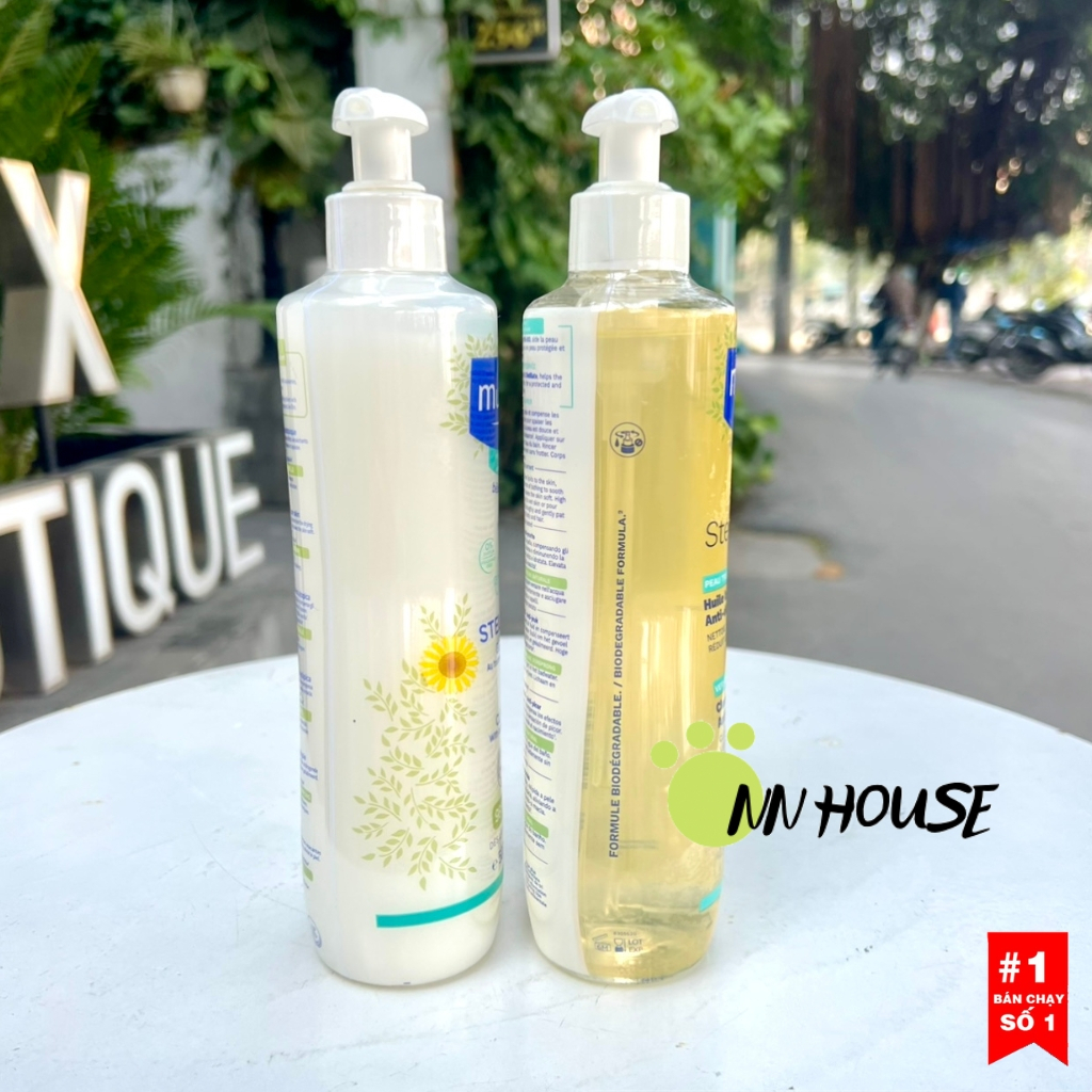 Sữa tắm Mustela Stelatopia 500ml cho bé da khô, chàm sữa, da cơ địa, eczema, dưỡng ẩm làm dịu da baby shower gel hữu cơ