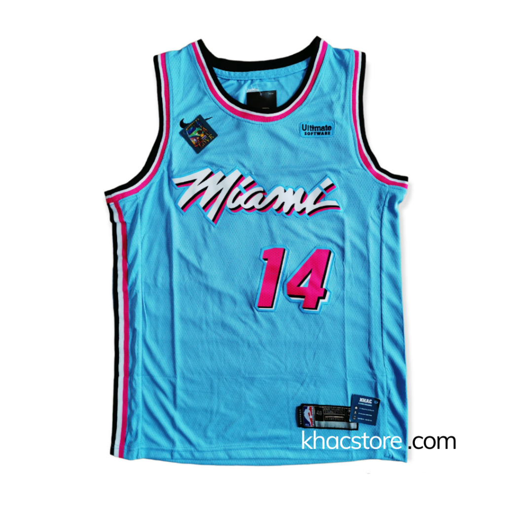Áo bóng rổ Nba Miami- Blue hồng 14 Jordan jersey Áo ba lỗ nam nữ unisex over size big hiphop kpop gym