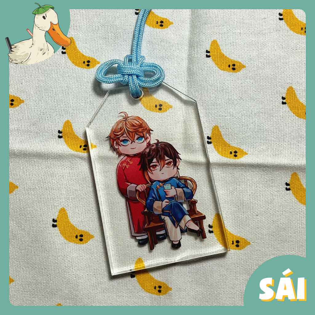 omamori/bùa trong suốt acrylic Genshin Childe Zhongli