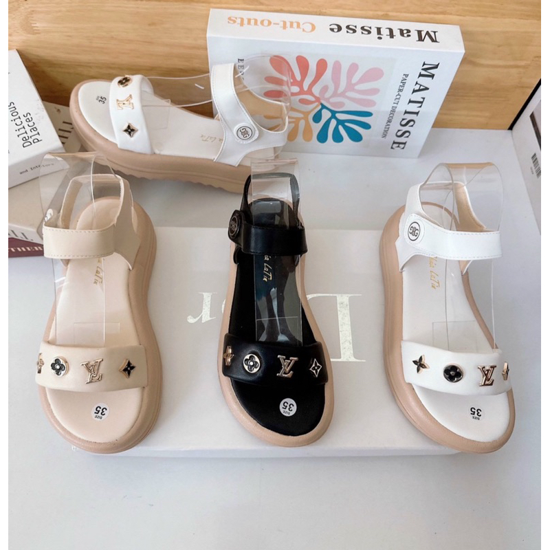 GIÀY SANDAL ĐẾ BÁNH MÌ 5 PHÂN QUAI DÂY KHOÁ V.L SIÊU HOT