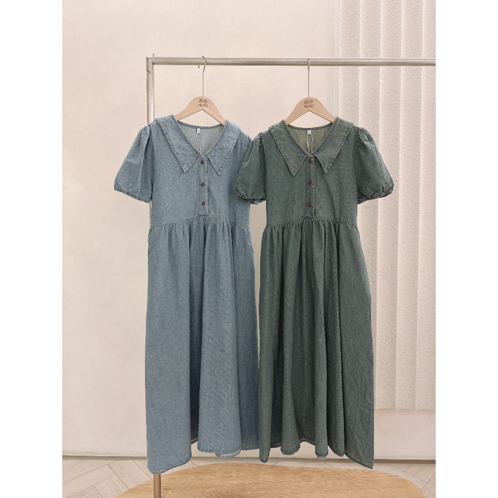 Váy Denim cổ bẻ 3 khuy 9608 ( JOJO)