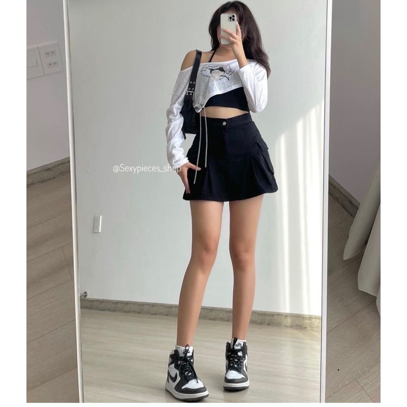 Bộ áo mèo + chân váy túi hộp