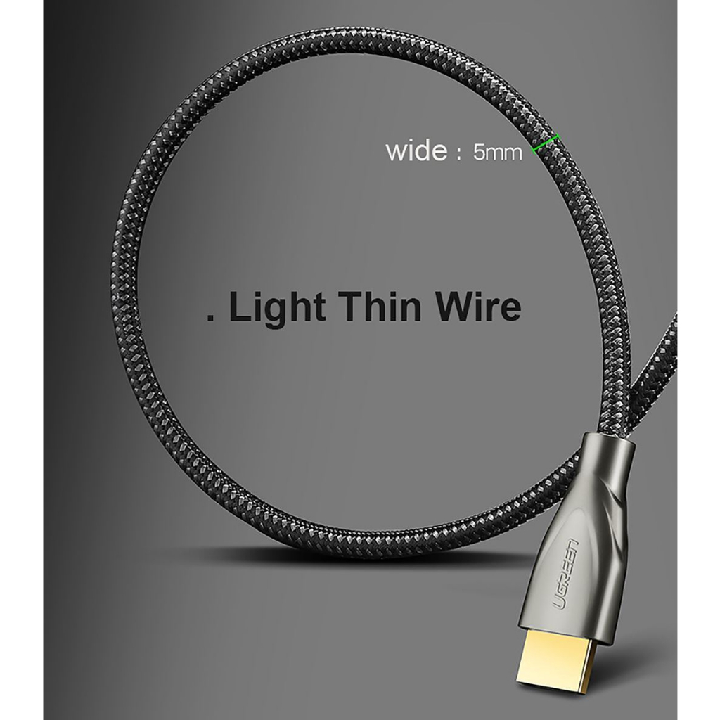 Cáp HDMI dài 1m Carbon chuẩn 2.0 4K@60MHz Ugreen 50106