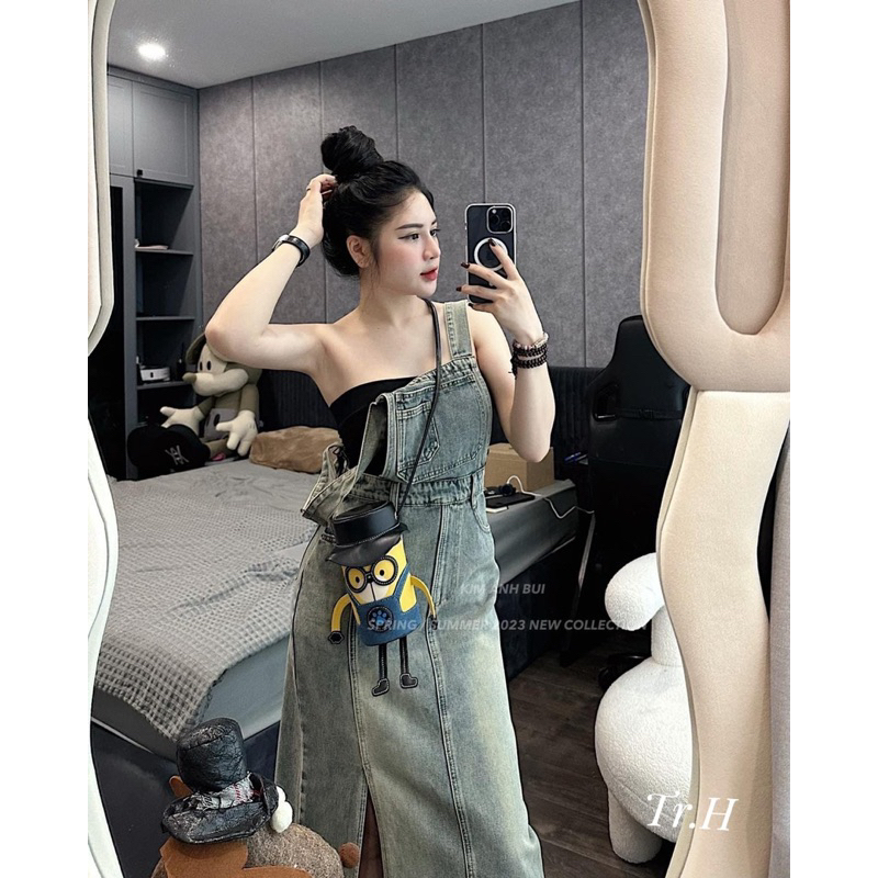 Yếm Jean Váy Dài Xẻ Tà
