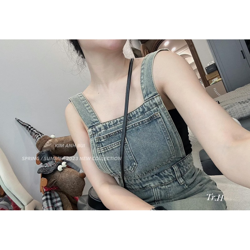 Yếm Jean Váy Dài Xẻ Tà