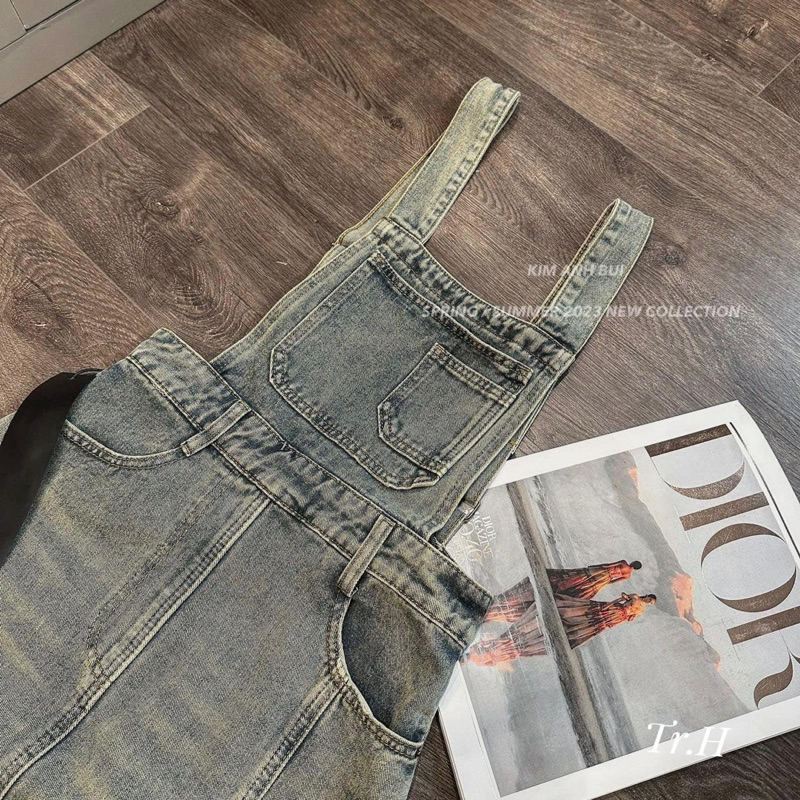 Yếm Jean Váy Dài Xẻ Tà