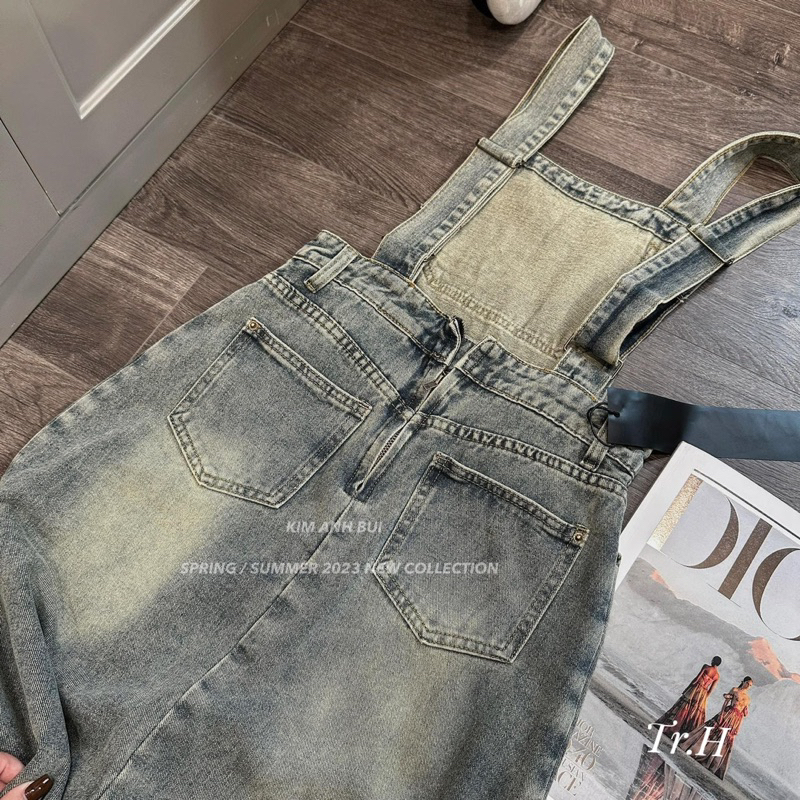 Yếm Jean Váy Dài Xẻ Tà