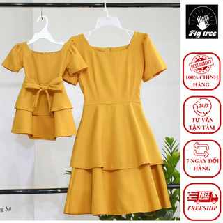 Combo Váy Đôi FIG TREE Mẹ & Bé Gái Màu Vàng Tầng Xinh Tươi