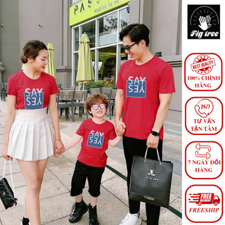 Combo Áo Thun Gia Đình FIGTREE Màu Đỏ In Hình Say Yes Xanh Cực Xinh