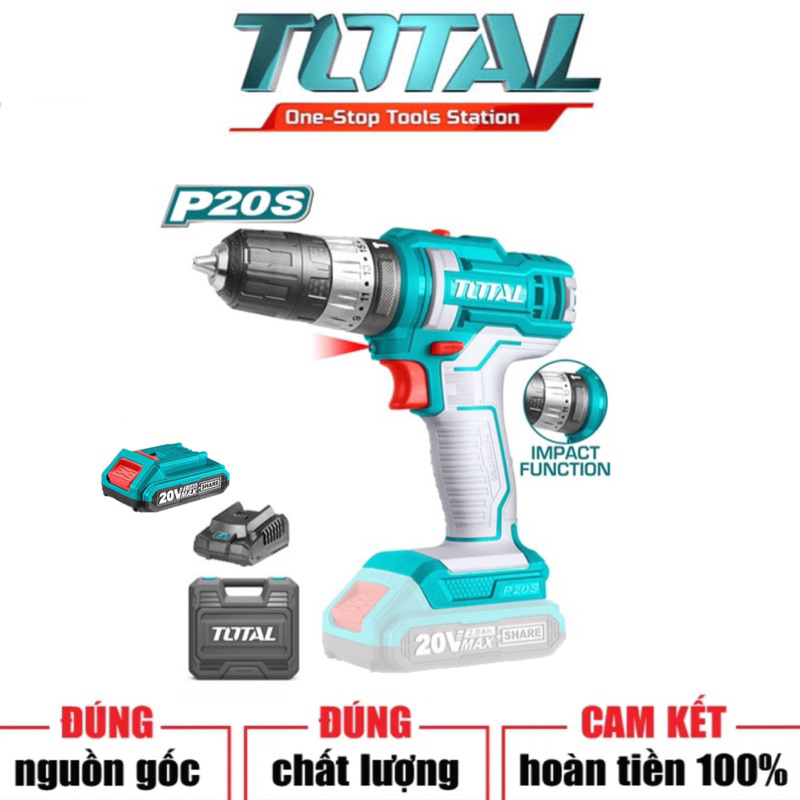 TOTAL Máy khoan búa dùng pin 20V TIDLI20145 CHÍNH HÃNG