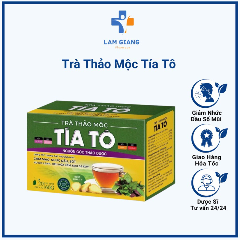 Trà thảo mộc tía tô hỗ trợ cảm mạo,nhức đầu,sốt,ho do lạnh,tiêu hoá