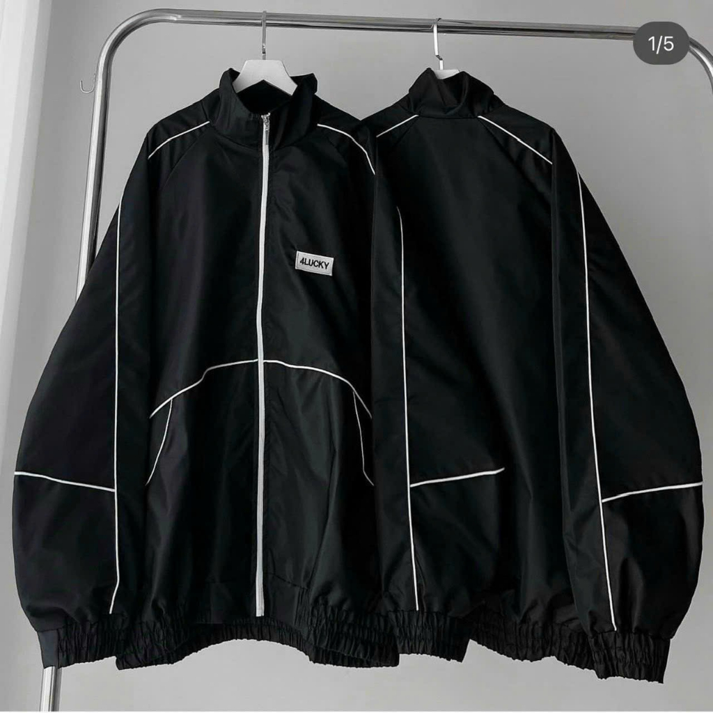 Áo khoác dù cổ trụ cánh dơi Nam Nữ unisex logo thêu Lucky xịn sò chạy viền có túi trong siêu tiện lợi  777TPkhoac430 430