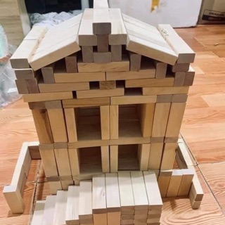 1KG - 56 thanh gỗ đồ chơi Xếp hình - Bộ rút gỗ - Thanh gỗ Domino loại to.