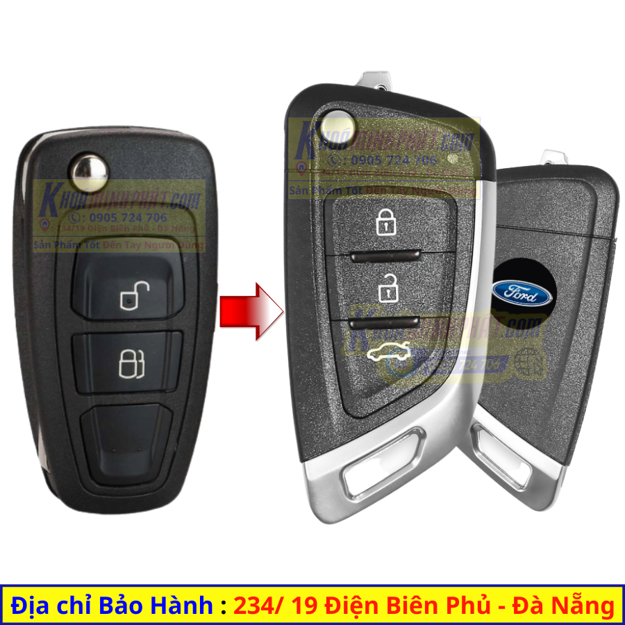Chìa khoá Remote điều khiển xe Ford Ranger, Tourneo đời 2012-2016 mẫu