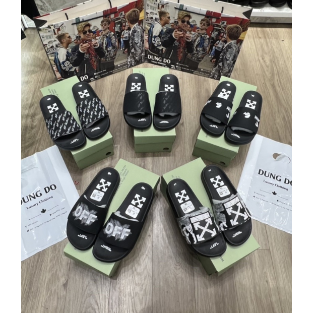 Dép lê off.whitee quai da siêu nét full box như ảnh - Dép nam quai da đỉnh cao