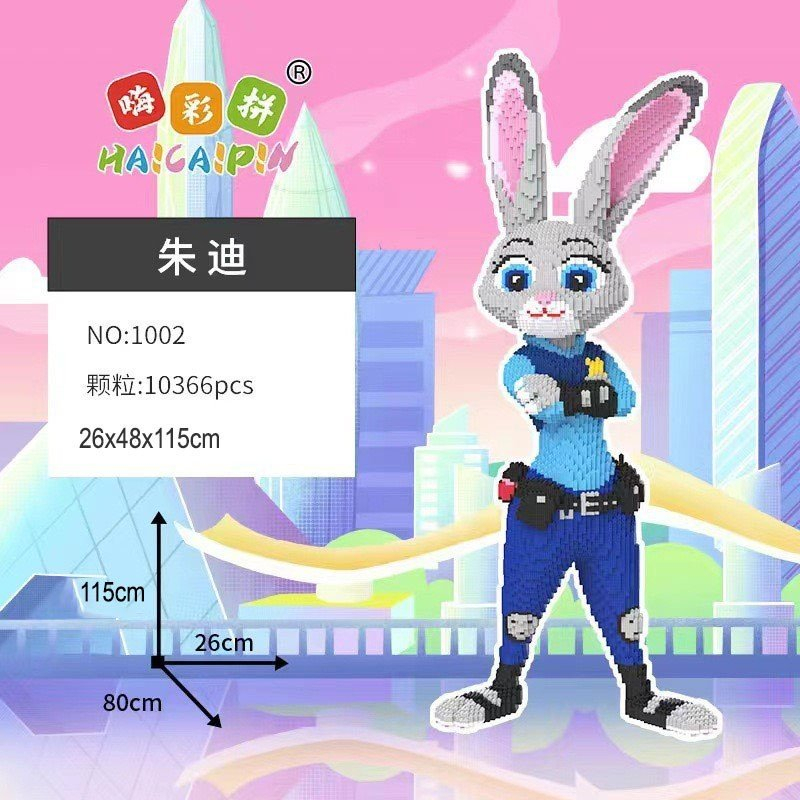 LEGO cáo nick và thỏ zootopia judy 115CM Đồ chơi lắp ráp mô hình cỡ lớn Hàng Đẹp bear bricK