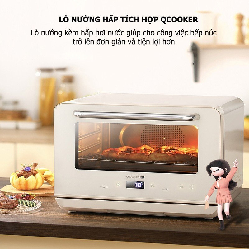 Lò chiên hơi nước Xiaomi Qcooker dung tích 20L với menu 25 chức năng,tiệt trùng/hấp/nướng đồ ăn