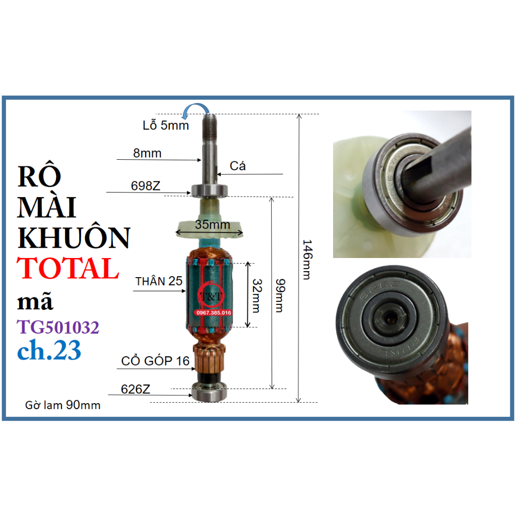 RÔ TO MÁY MÀI KHUÔN TOTAL mã TG501032, RUỘT MÀI KHUÔN TOTAL 501032.cv