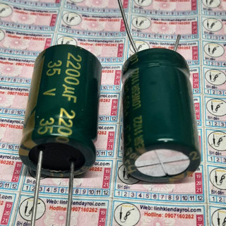 Tụ hóa 2200uf 35v 2200uf35v 2200uf ±20% xanh lá 16x25mm