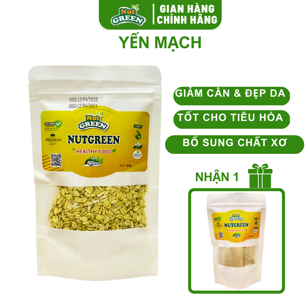 Yến mạch giảm cân Cán Dẹt & Cán Vỡ Hafer Flocken Đức_ 100gr NUTGREEN Healthy Food