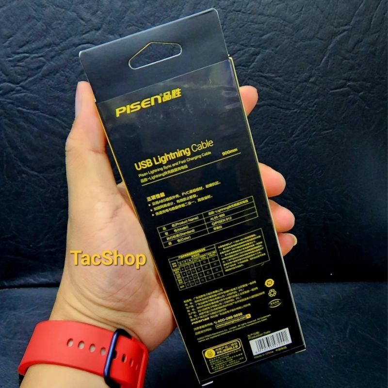 Cáp sạc Pisen Light ning Al05 Fast 900mm hỗ trợ sạc nhanh 2.4A Chính Hãng