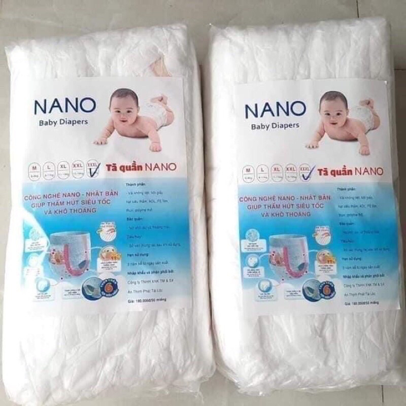 freeship100 Bỉm quần Nano size m l xl xxl xxxl 100 miếng