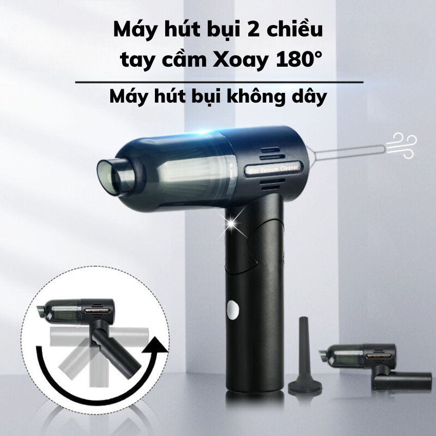 Máy hút bụi cầm tay mini, máy hút bụi ô tô giường đệm sạc cổng tiếp nối USB tiện nghi nhỏ gọn,hút thổi 2 chiều đa năng.