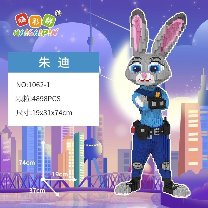 LEGO cáo nick và thỏ zootopia judy 115CM Đồ chơi lắp ráp mô hình cỡ lớn Hàng Đẹp bear bricK